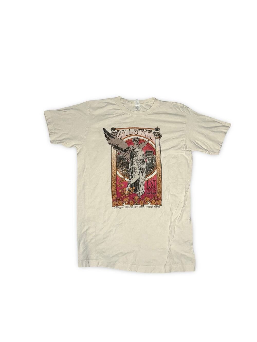 Ball State Cardinals Vintage Style Graphic T-Shirt – Cream (Men’s Size L)